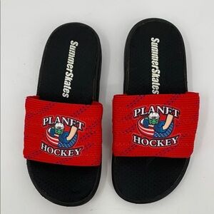 Summer Skates Planet Hockey slide sandals red blue laces flat shoe Small